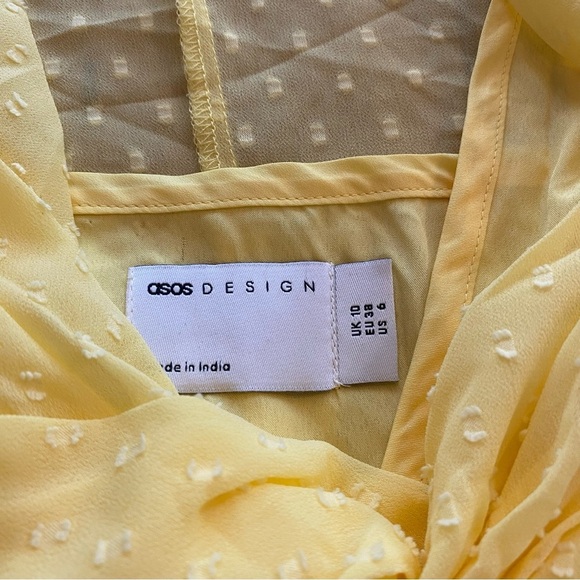 ASOS Women’s Yellow Textured Twist Front Pleated NEW Elegant Midi Dress size 6 - Picture 8 of 13